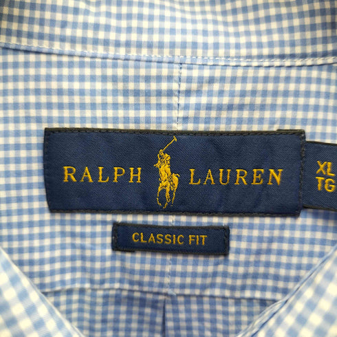 ラルフローレン RALPH LAUREN CLASSIC FIT ポニー刺繍 チェック柄 ボタンダウン 半袖シャツ メンズ JPN:XL