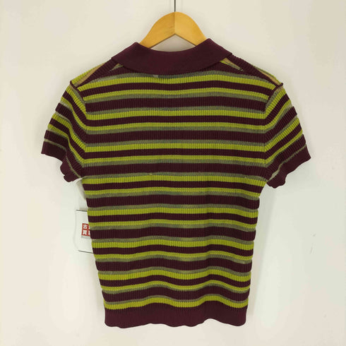 ザラ ZARA ストライプニットポロシャツ レディース import:M