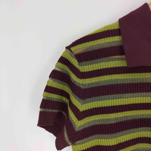 ザラ ZARA ストライプニットポロシャツ レディース import:M