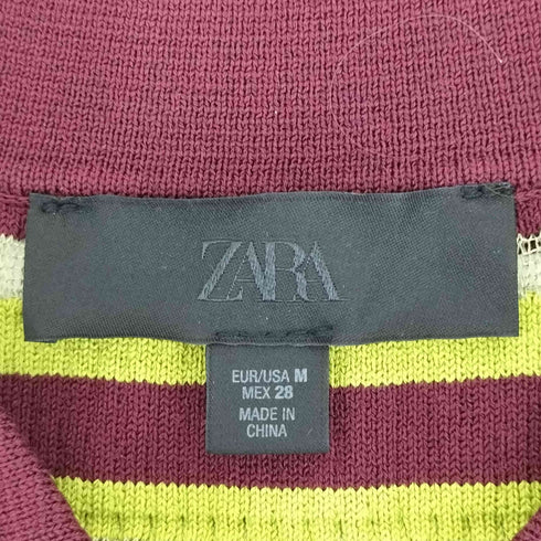 ザラ ZARA ストライプニットポロシャツ レディース import:M