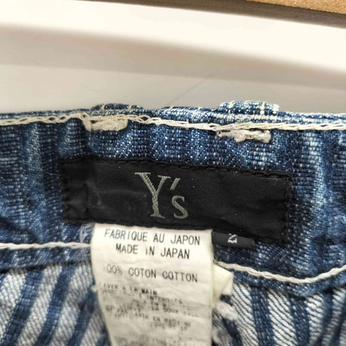 ワイズ Ys ヒッコリー 変形ポケット クロップドデニムパンツ レディース 2