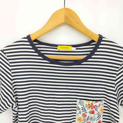 サンスペル Sunspel ポケットデザイン ボーダー クルーネックTシャツ メンズ import:S