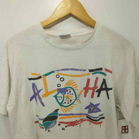 USA製 80-90s SOF TEEボディ ALOHAデザインプリント S/S クルーネックTシャツ シングルステッチ メンズ import:L