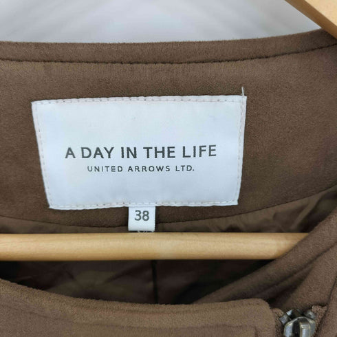 アデイインザライフユナイテッドアローズ A day in the life UNITED ARROWS スウェード ノーカラーライダースジャケット レディース 38