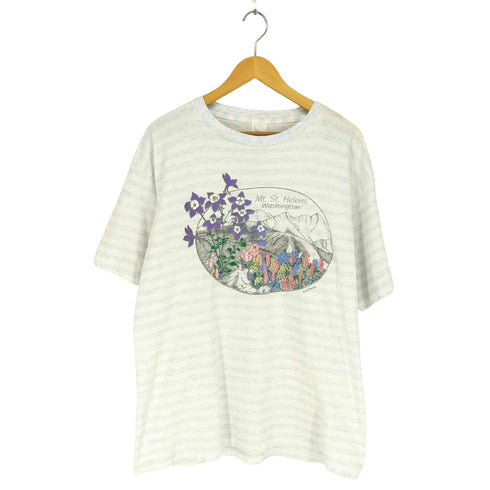 KIWI USA製 袖裾シングル ボーダー柄クルーネックTシャツ メンズ XL