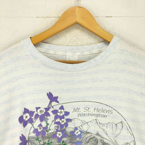 KIWI USA製 袖裾シングル ボーダー柄クルーネックTシャツ メンズ XL