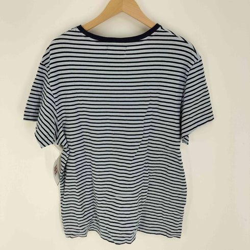 ポロバイラルフローレン Polo by RALPH LAUREN 90S ペルー製 CUSTOM FIT スタンプ プリント ボーダー S/S Tシャツ メンズ import:L