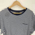 ポロバイラルフローレン Polo by RALPH LAUREN 90S ペルー製 CUSTOM FIT スタンプ プリント ボーダー S/S Tシャツ メンズ import:L