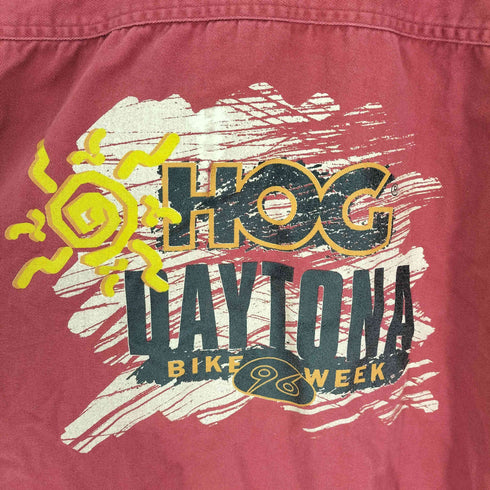ハーレーダビッドソン HARLEY-DAVIDSON USA製 HOG Daytona バイク ウィーク 96 鷹 イーグル プリント S/S コットン シャツ メンズ import:M