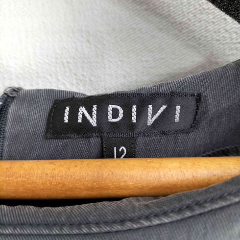 インディヴィ INDIVI クルーネックシアースリーブデザインブラウス レディース UK:12