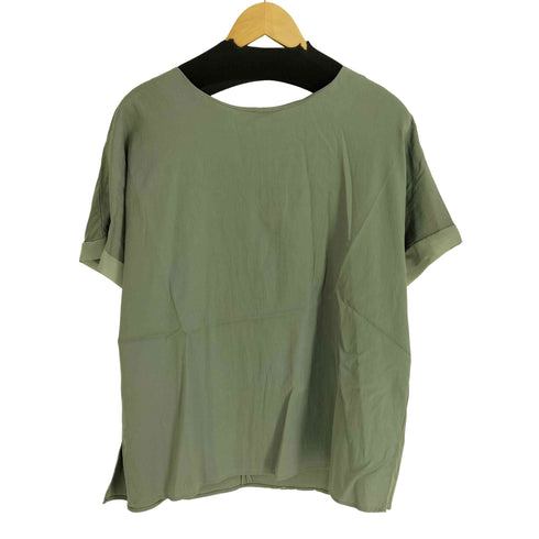 インディヴィ INDIVI クルーネックシアースリーブデザインブラウス レディース UK:12