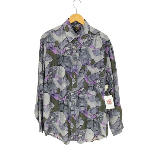 STONC シルク100% 総柄シャツ メンズ import:S