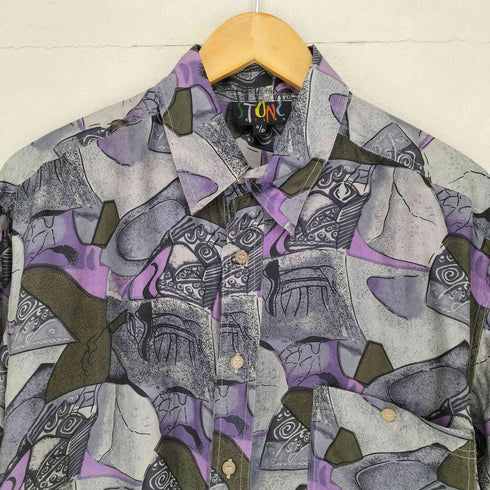 STONC シルク100% 総柄シャツ メンズ import:S