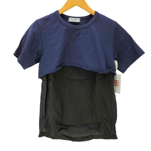 ローブドシャンブルコムデギャルソン robe de chambre COMME des GARCONS AD2002 2002SS 製品染め シアー ドッキング S/S クルーネック Tシャツ レディース
