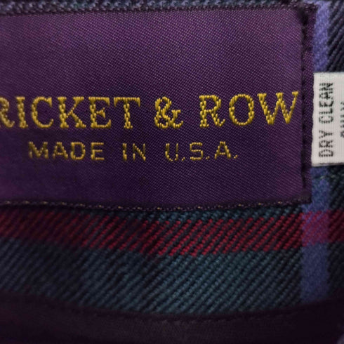 CRICKET&ROW USA製 ウールチェック1タックスラックスパンツ メンズ