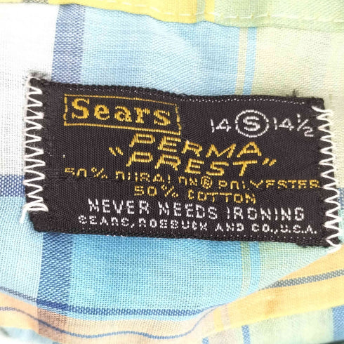 シアーズ Sears 60S マドラスチェック S/S シャツ メンズ S