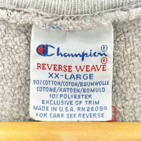 チャンピオン Champion 90s 刺繍タグ USA製 REVERSE WEAVE 襤褸 目有り クルーネックスウェット メンズ XXL