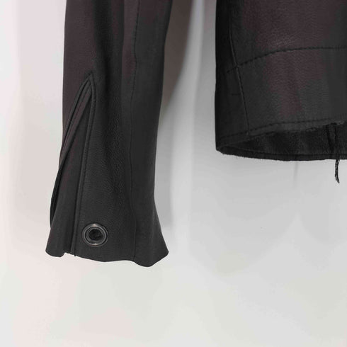 NICE COLLECTIVE ラムレザー フーデッド シングル ライダース ジャケット メンズ import:M