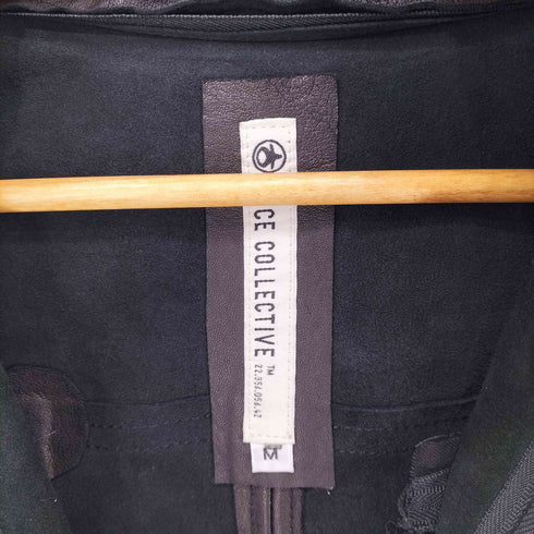 NICE COLLECTIVE ラムレザー フーデッド シングル ライダース ジャケット メンズ import:M