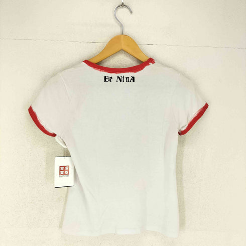 フロッキープリントリンガーTシャツ Y2K レディース