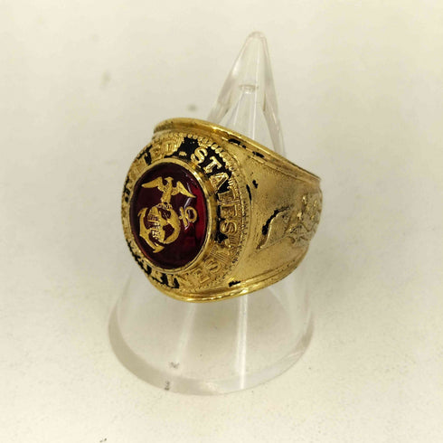 ユーエスエムシー USMC 18KT 刻印 MARINES アメリカ海兵隊 ゴールド カレッジ ミリタリーリング メンズ 19号