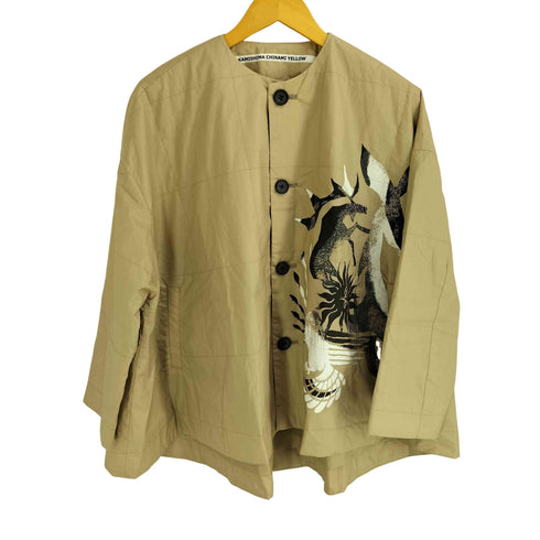 カミシマチナミ KAMISHIMA CHINAMI YELLOW フロントプリント ノーカラー ジャケット レディース JPN:38