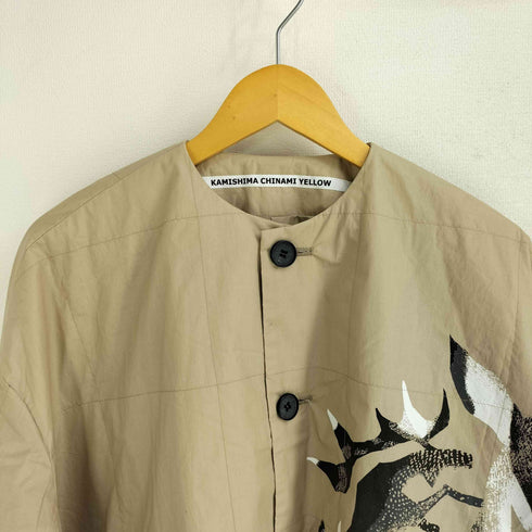 カミシマチナミ KAMISHIMA CHINAMI YELLOW フロントプリント ノーカラー ジャケット レディース JPN:38