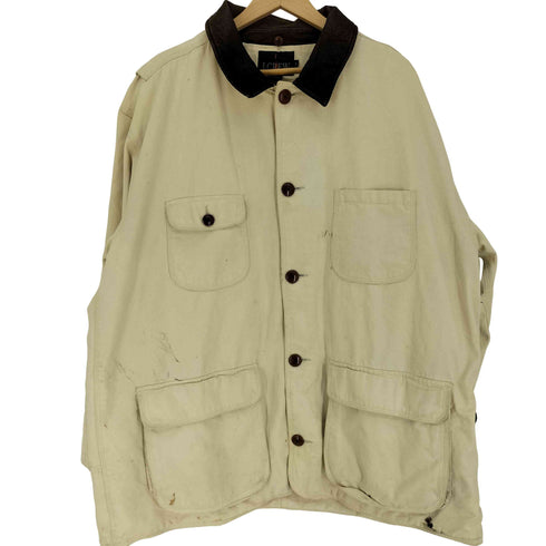 ジェイクルー J.CREW 90S 巨人タグ レザー襟 切替 木目ボタン 4ポケット コットン ダック地 カバーオール メンズ import:XL