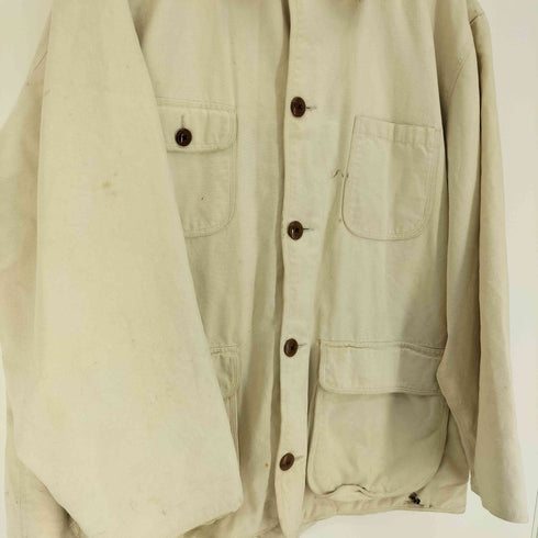 ジェイクルー J.CREW 90S 巨人タグ レザー襟 切替 木目ボタン 4ポケット コットン ダック地 カバーオール メンズ import:XL