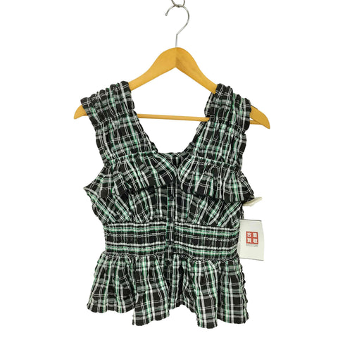 アズールバイマウジー AZUL by moussy チェックシャーリングペプラムブラウス レディース FREE