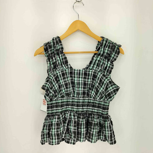 アズールバイマウジー AZUL by moussy チェックシャーリングペプラムブラウス レディース FREE