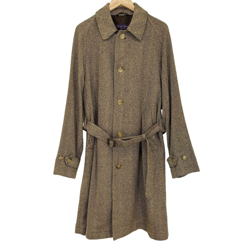 ラルフローレンパープルレーベル RALPH LAUREN PURPLE LABEL イタリア製 総シルク ヘリンボーン バルマカーンコート メンズ 38S