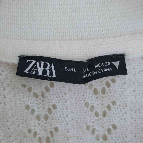 ザラ ZARA 透かし編み 半袖 ニット ポロシャツ レディース import:L