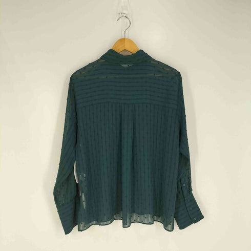 ザラ ZARA ドット刺繍 ストライプ シースルー 比翼 シャツ レディース import:M