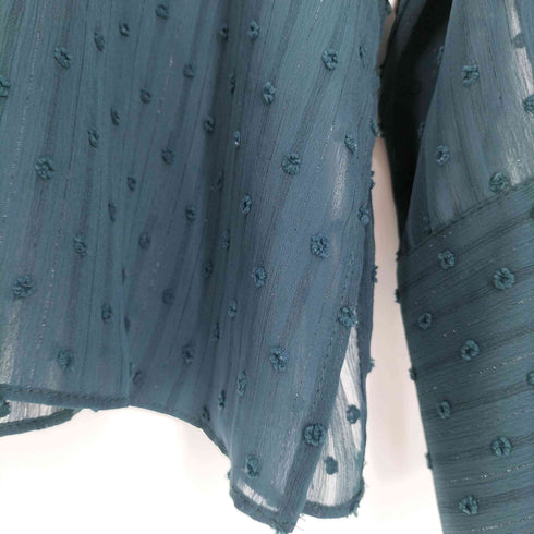 ザラ ZARA ドット刺繍 ストライプ シースルー 比翼 シャツ レディース import:M