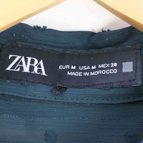 ザラ ZARA ドット刺繍 ストライプ シースルー 比翼 シャツ レディース import:M