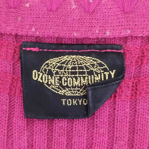 オゾンコミュニティー OZONE COMMYUNITY アクリルウール ステッチライン ニットカーディガン レディース