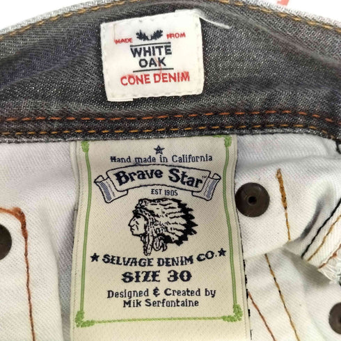 Brave Star USA製 Lean Straight バック刺繍 ボタンフライ デニムパンツ メンズ US:30-31