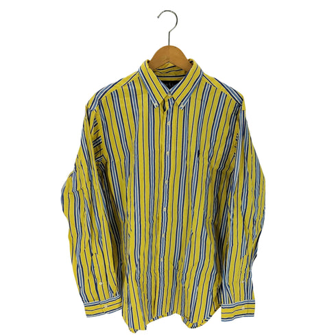 ラルフローレン RALPH LAUREN 90-00s CLASSIC FIT クラシック フィット ポニー刺繍 ストライプ ボタンダウン 長袖 シャツ ビックサイズ メンズ import:L
