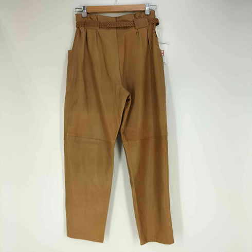 フランス製 メッシュベルト付き テーパードレザーパンツ レディース FR:38-40