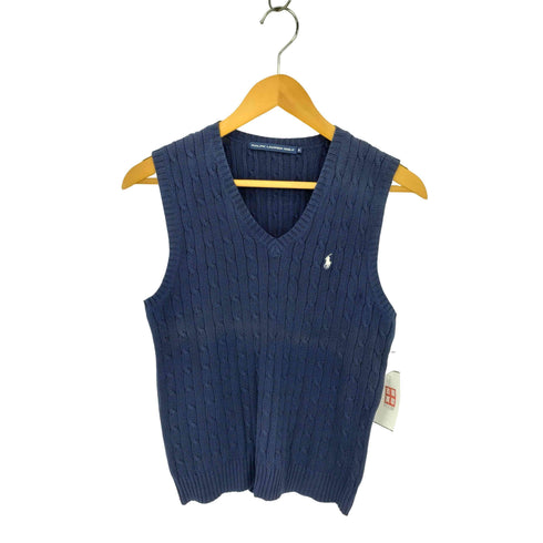 ラルフローレンゴルフ RALPH LAUREN GOLF 90s ポニー刺繍 コットンケーブルニットベスト レディース import:M