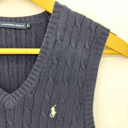 ラルフローレンゴルフ RALPH LAUREN GOLF 90s ポニー刺繍 コットンケーブルニットベスト レディース import:M