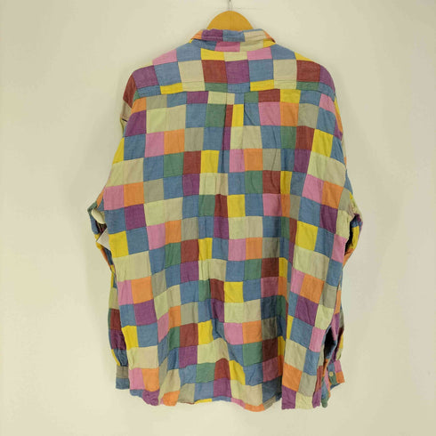 ジェイクルー J.CREW 90S チェック柄 巨人タグ パッチワーク B.D L/S コットン シャツ メンズ import:XL