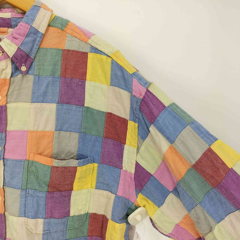 ジェイクルー J.CREW 90S チェック柄 巨人タグ パッチワーク B.D L/S コットン シャツ メンズ import:XL