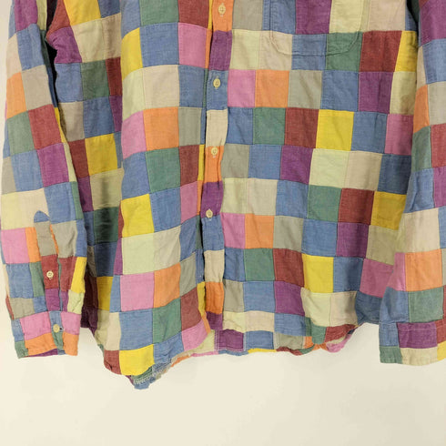 ジェイクルー J.CREW 90S チェック柄 巨人タグ パッチワーク B.D L/S コットン シャツ メンズ import:XL