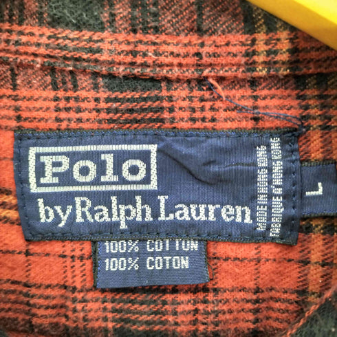 ポロバイラルフローレン Polo by RALPH LAUREN 90S タータンチェック ポニー刺繍 B.D L/S 裾タグ シャツ メンズ import:L