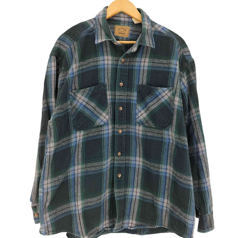 セントジョンズベイ STJOHNS BAY 90-00S レザータグ マドラスチェック ダブルポケット フランネルシャツ メンズ import:XL