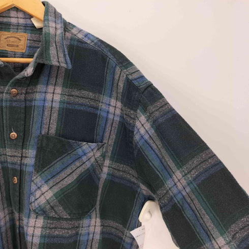 セントジョンズベイ STJOHNS BAY 90-00S レザータグ マドラスチェック ダブルポケット フランネルシャツ メンズ import:XL