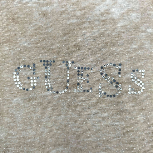 ゲス GUESS USA ラインストーンロゴ グラデーションデザイン シアーTシャツ カットソー Y2K レディース XS