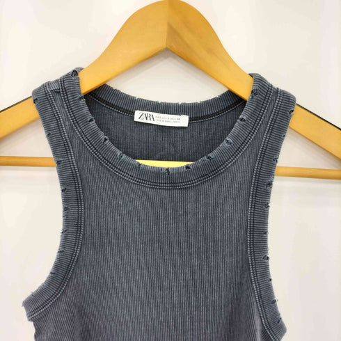 ザラ ZARA ダメージデザイン リブタンクトップ カットソー Y2K レディース S